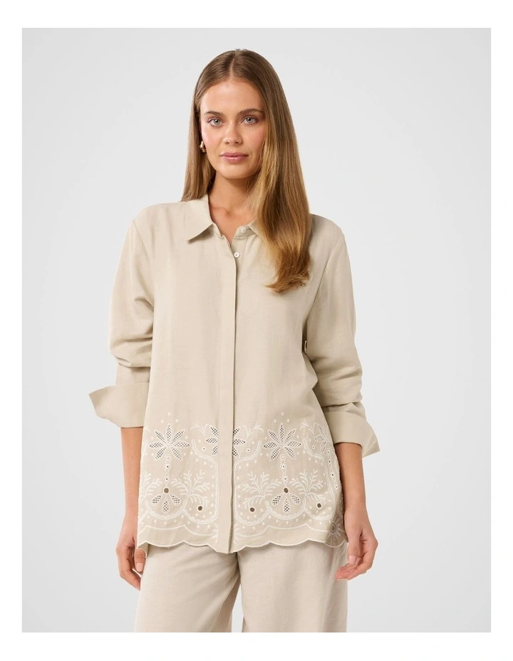 April Embroidered Shirt in Cream image 1