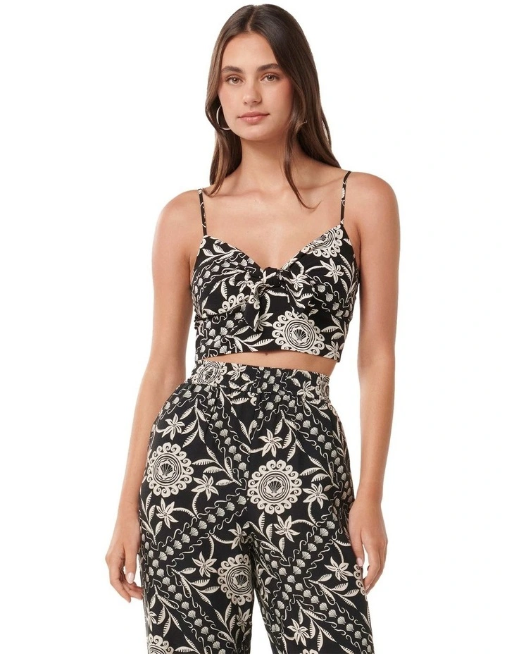 Annie Tie Front Top in Black image 1