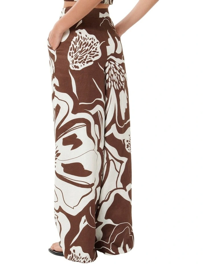 Ebony Wide Leg Linen Pant in Brown image 2