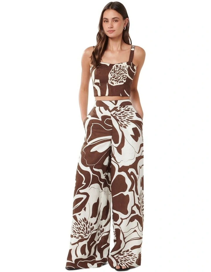 Ebony Wide Leg Linen Pant in Brown image 5
