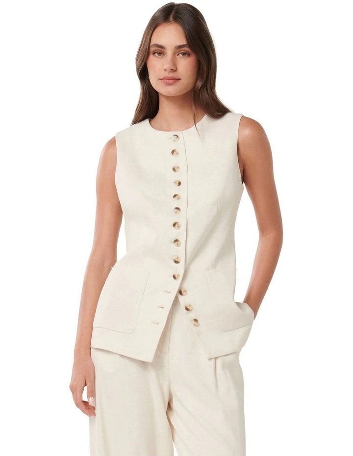 Cian Waistcoat in Cream image 1