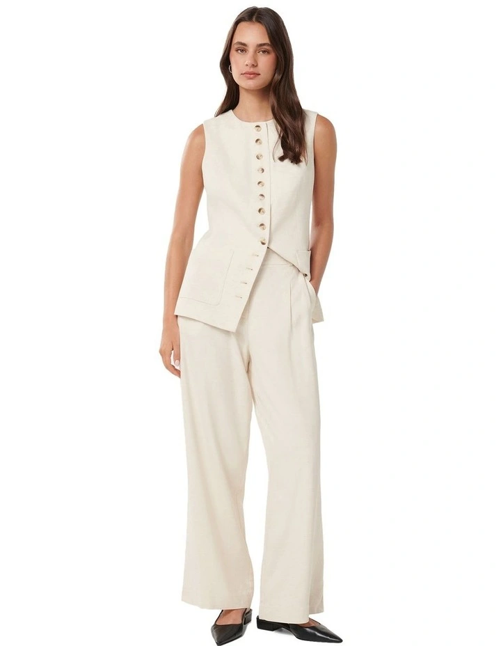 Macie Wide Leg Pant in Cream image 5