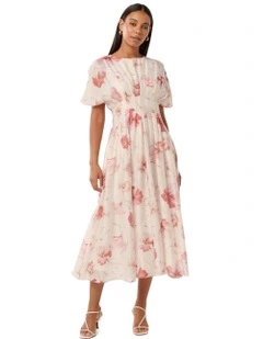 Eve Seam Detail Midi Dress in White