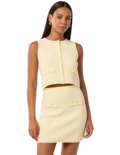 Aria Boucle Knit Tank Top in Lemon