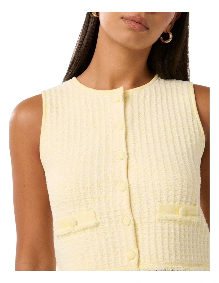 Aria Boucle Knit Tank Top in Lemon image 4