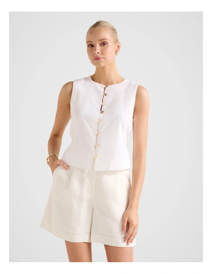 Immy Linen Vest in White image 1