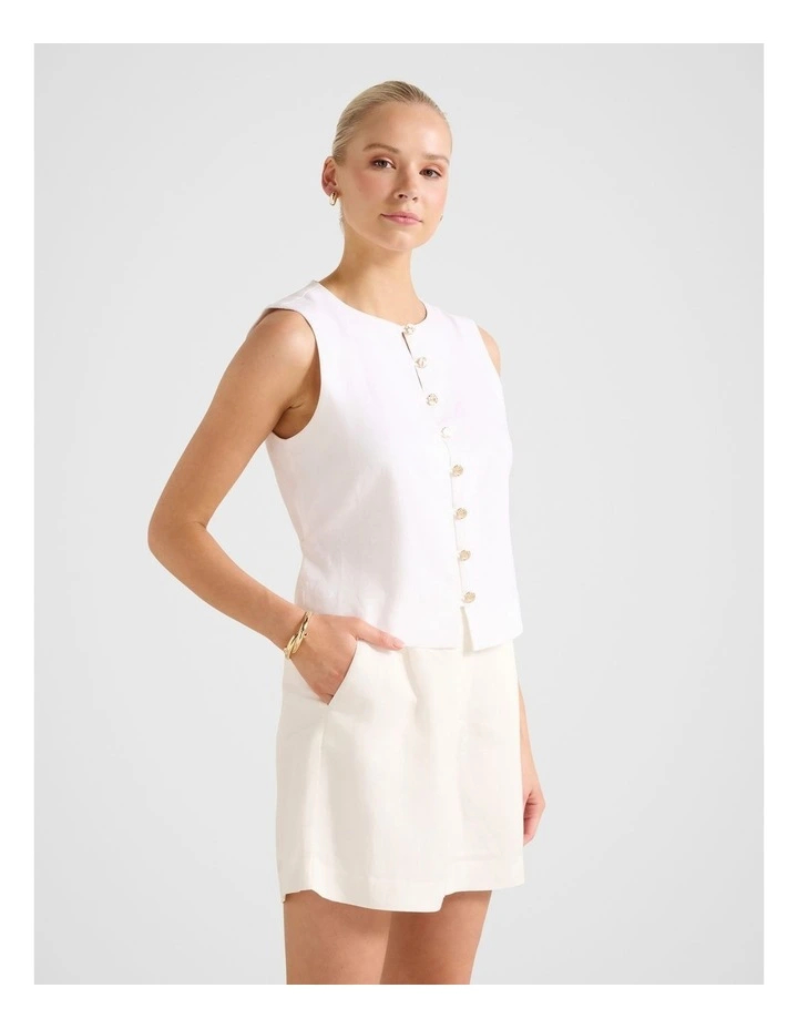 Immy Linen Vest in White image 3
