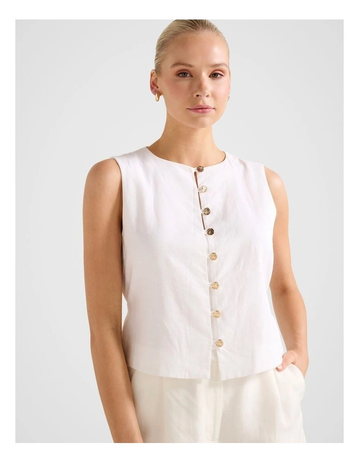 Immy Linen Vest in White image 4