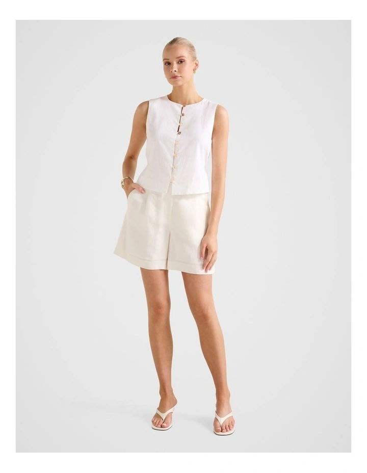 Immy Linen Vest in White image 5