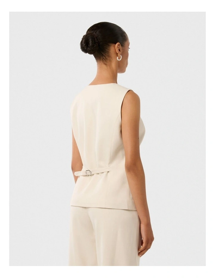 Valeria High Neck Waistcoat in Beige image 2