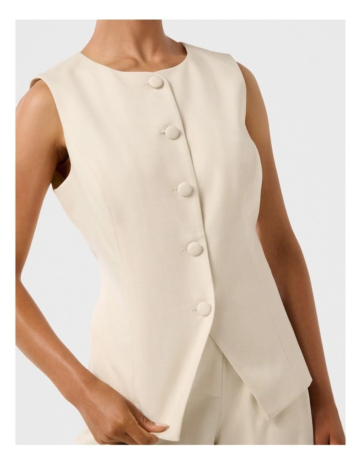 Valeria High Neck Waistcoat in Beige image 4