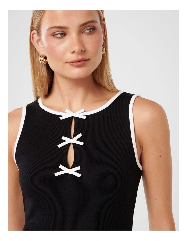 Brookie Bow Front Tank Top in Black image 4