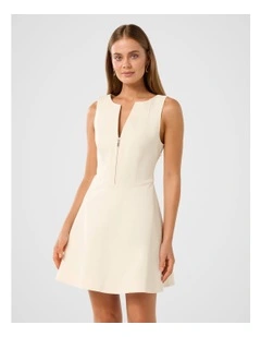 Delaney Zip Detail Mini Dress in Cream