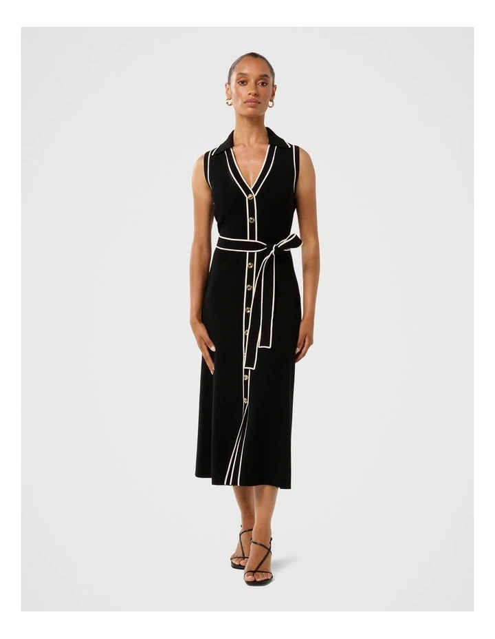 Adeline Sleeveless Knit Midi Dress in Black image 1
