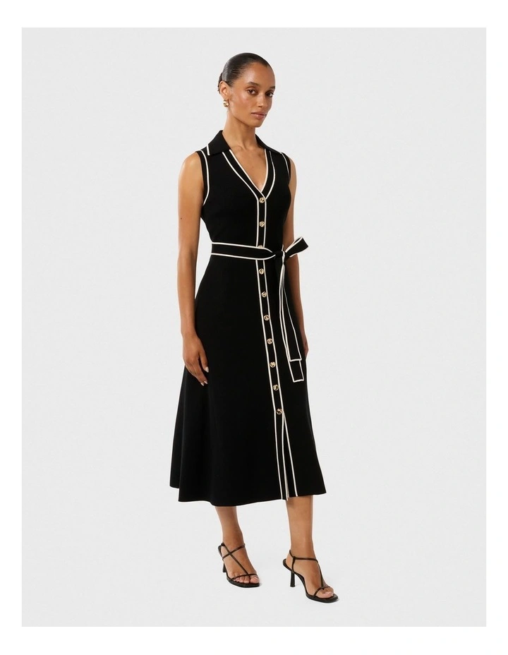 Adeline Sleeveless Knit Midi Dress in Black image 3