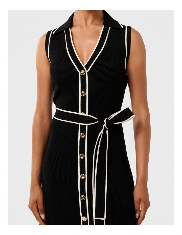 Adeline Sleeveless Knit Midi Dress in Black image 4
