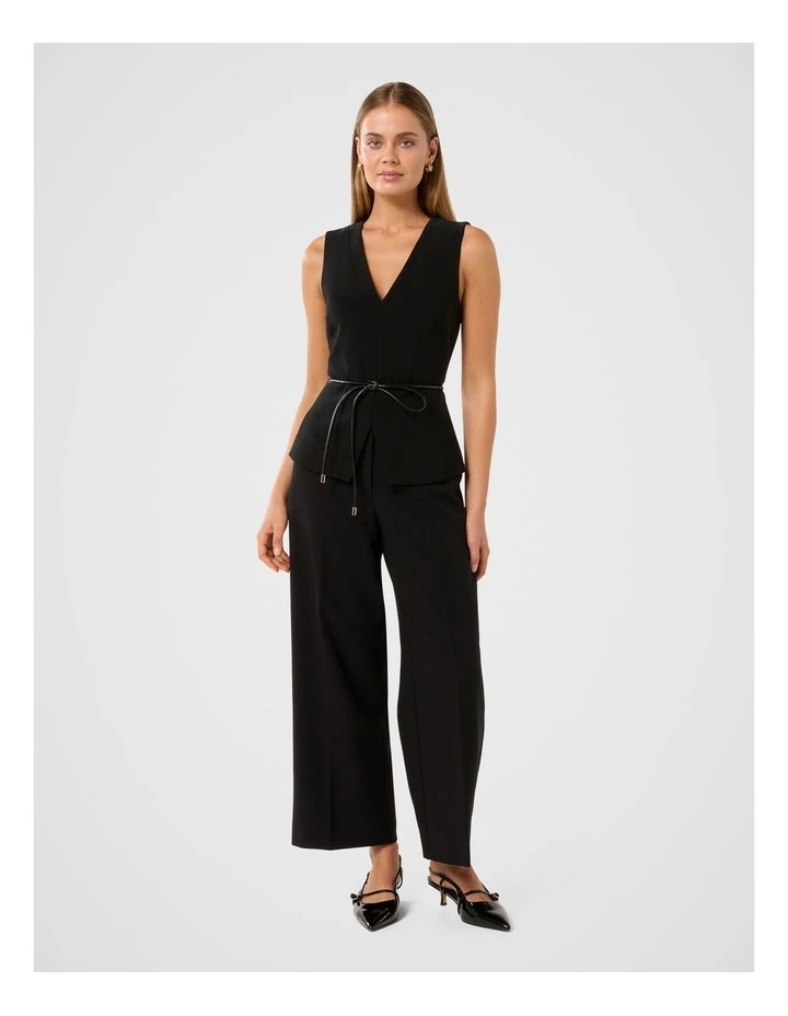 Jade V-Neck Polyurethane Tie Top in Black image 5