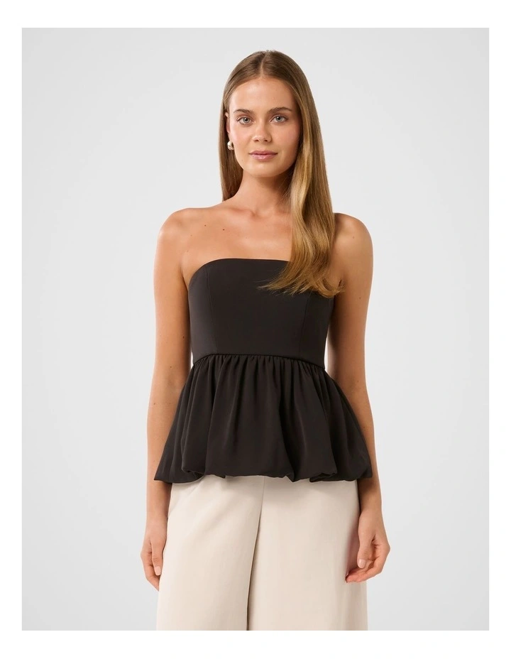 Victoria Strapless Peplum Top in Black image 1