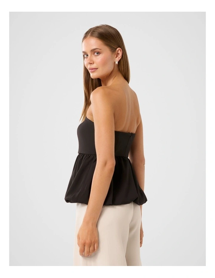 Victoria Strapless Peplum Top in Black image 2