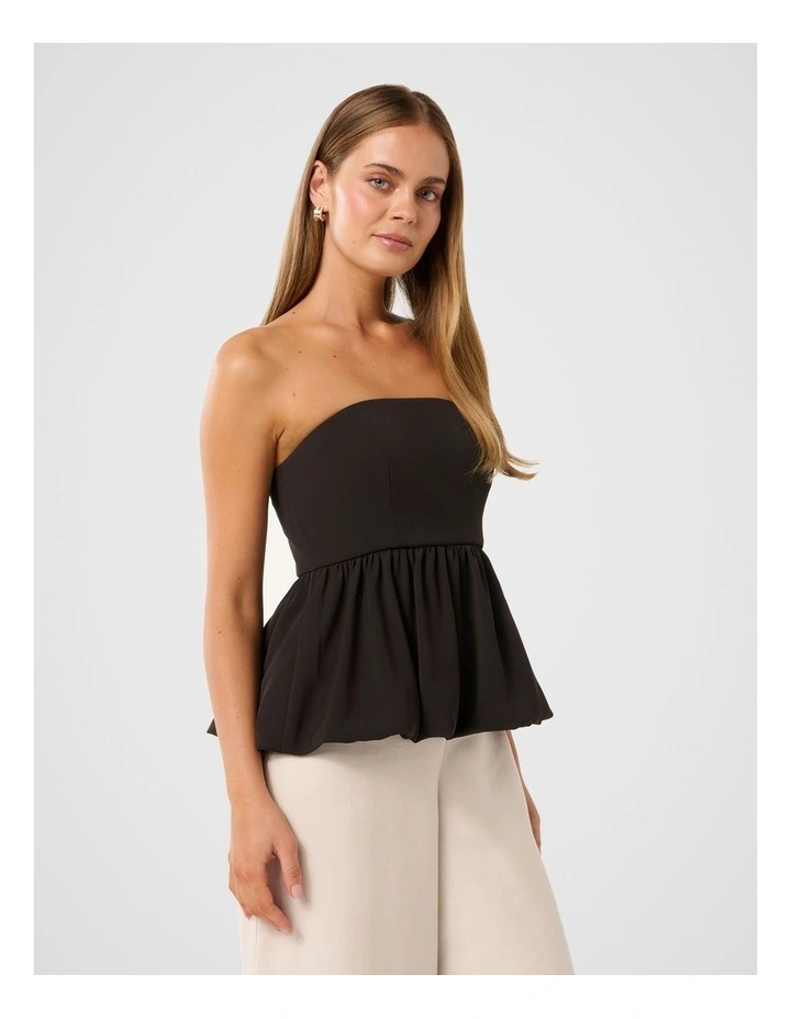 Victoria Strapless Peplum Top in Black image 3