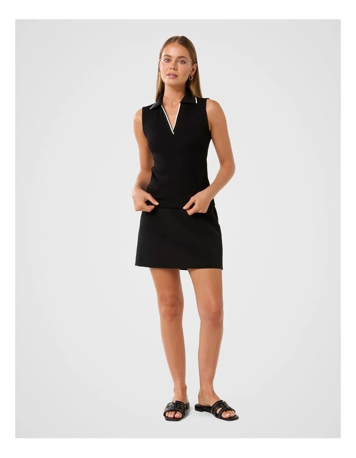 Anthea Tipped Edge Polo Top in Black image 5