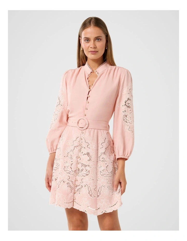 Rhi Embroidered Mini Dress in Pink image 1