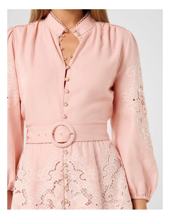 Rhi Embroidered Mini Dress in Pink image 4