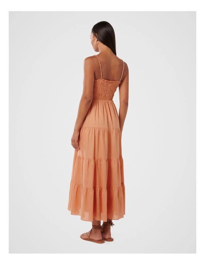 Ophelia Strap Detail Midi Dress in Brown image 2