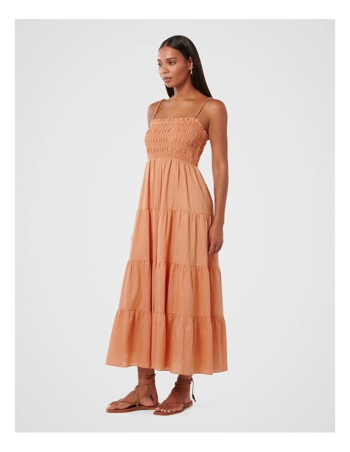 Ophelia Strap Detail Midi Dress in Brown image 3