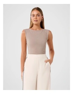 Francis Boat Neck Tank Top in Hazelnut Marle