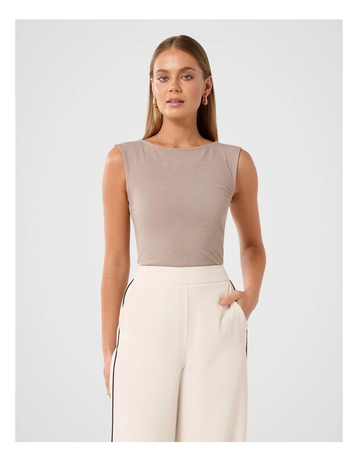 Francis Boat Neck Tank Top in Hazelnut Marle image 1