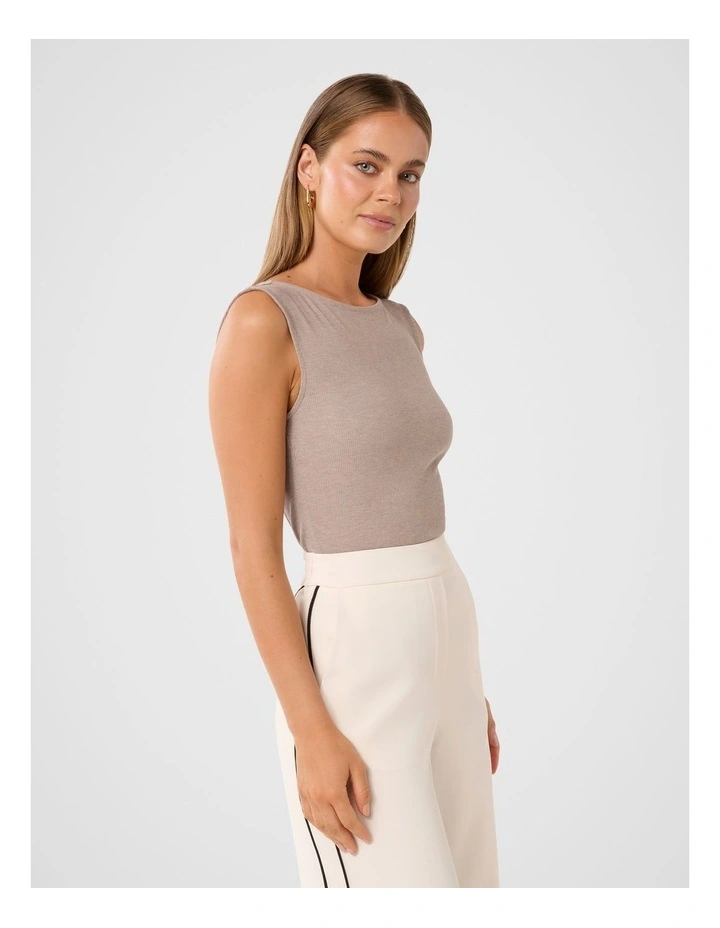 Francis Boat Neck Tank Top in Hazelnut Marle image 3