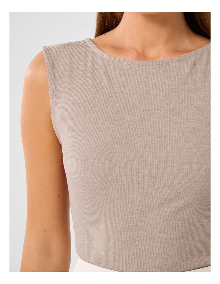Francis Boat Neck Tank Top in Hazelnut Marle image 4