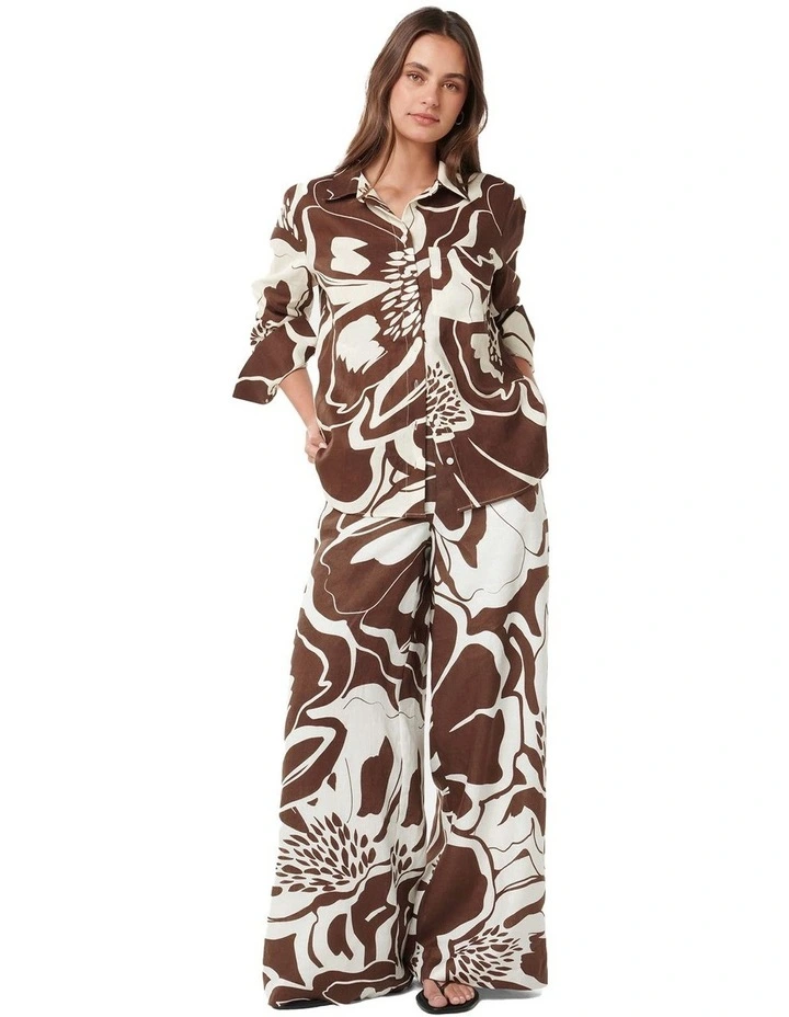 Lydia Oversized Linen Shirt in Brown image 5