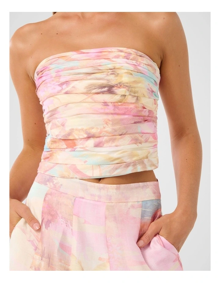 Laia Tucked Strapless Top in Multi image 4