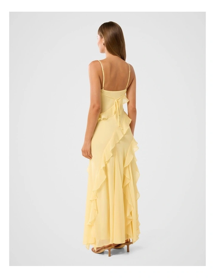 Poppy Asymmetrical Ruffle Gown in Yellow image 2