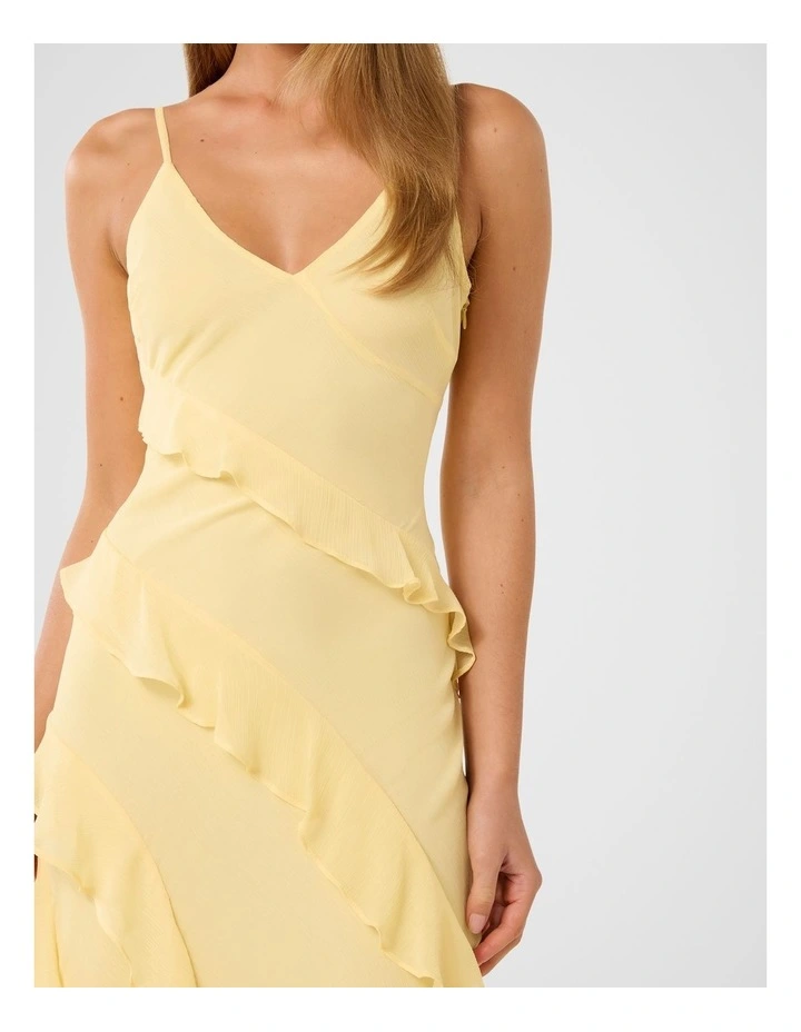 Poppy Asymmetrical Ruffle Gown in Yellow image 4