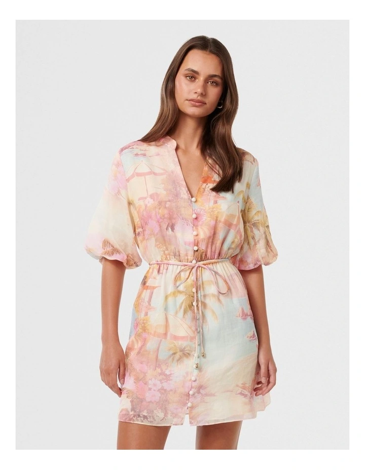 Franny Mini Shirt Dress in Multi image 1