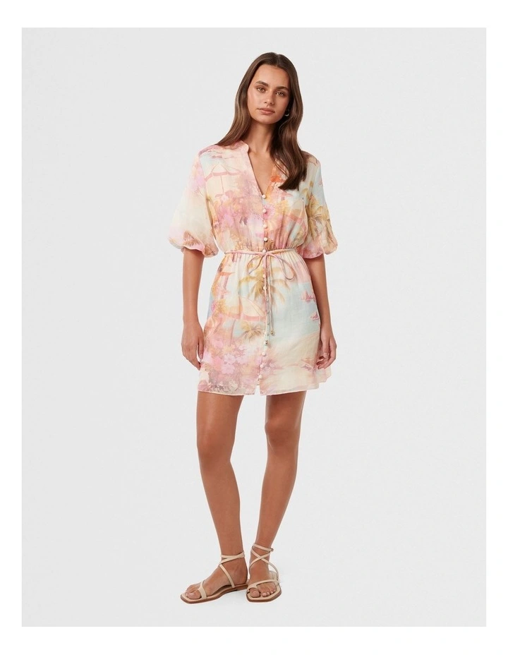Franny Mini Shirt Dress in Multi image 5