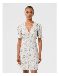 Berna Printed Mini Dress in Blue