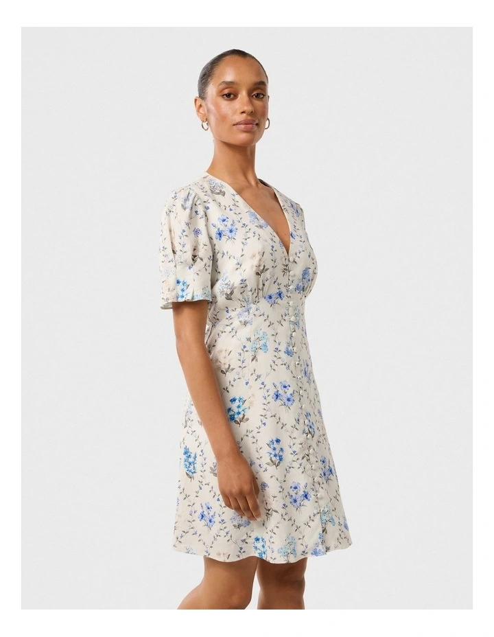 Berna Printed Mini Dress in Blue image 3
