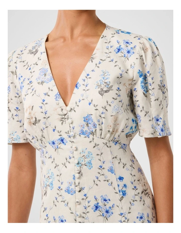 Berna Printed Mini Dress in Blue image 4
