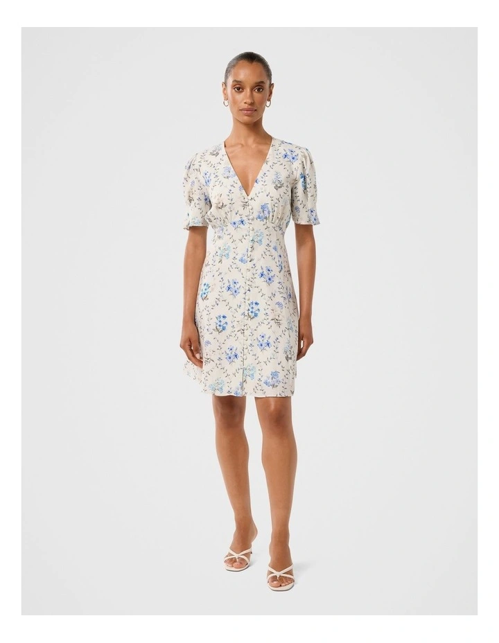 Berna Printed Mini Dress in Blue image 5