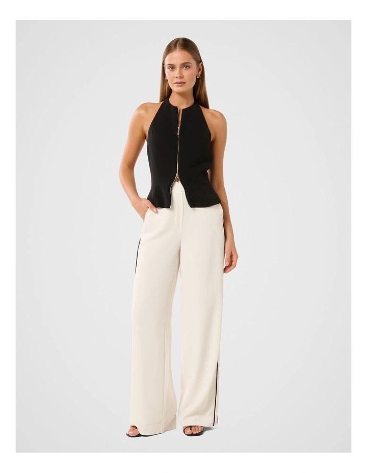 Brandi Stripe Wide Leg Pant in White image 5