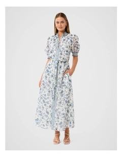 Rochelle Short Sleeves Midi Dress in Blue