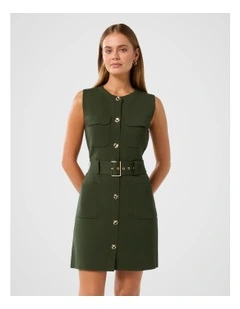 Parker Luxe Utility Mini Dress in Olive