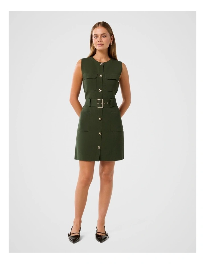 Parker Luxe Utility Mini Dress in Olive image 5