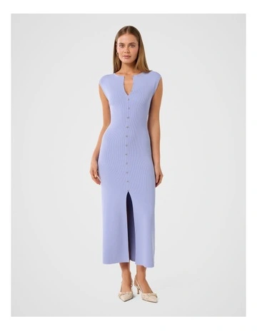 Aster Hook and Eye Detail Midi Dress in Lavender