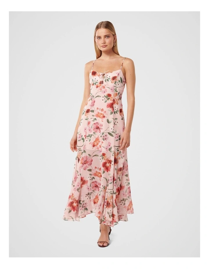 Katia Strappy Printed Midi Dress in Pink image 1