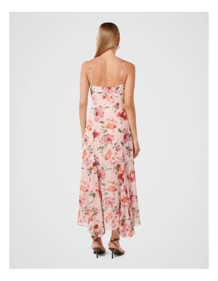 Katia Strappy Printed Midi Dress in Pink image 2